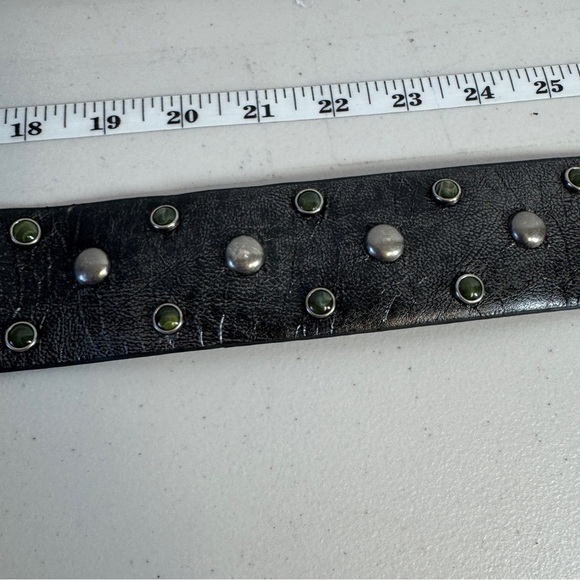 Steve Madden Black Leather Studded Grommet Punk Rock Grunge Y2K Belt Size M - Picture 5 of 11